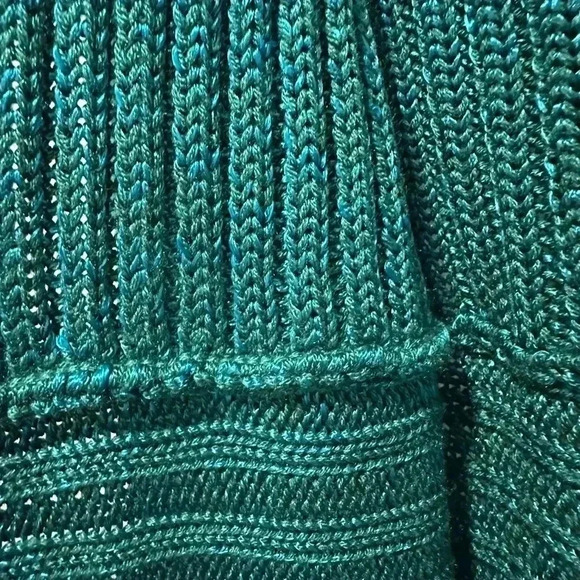 Pepa Pombo Hand Knit Sweater Boho Couture Emerald Green Coat size Large - Picture 7 of 9